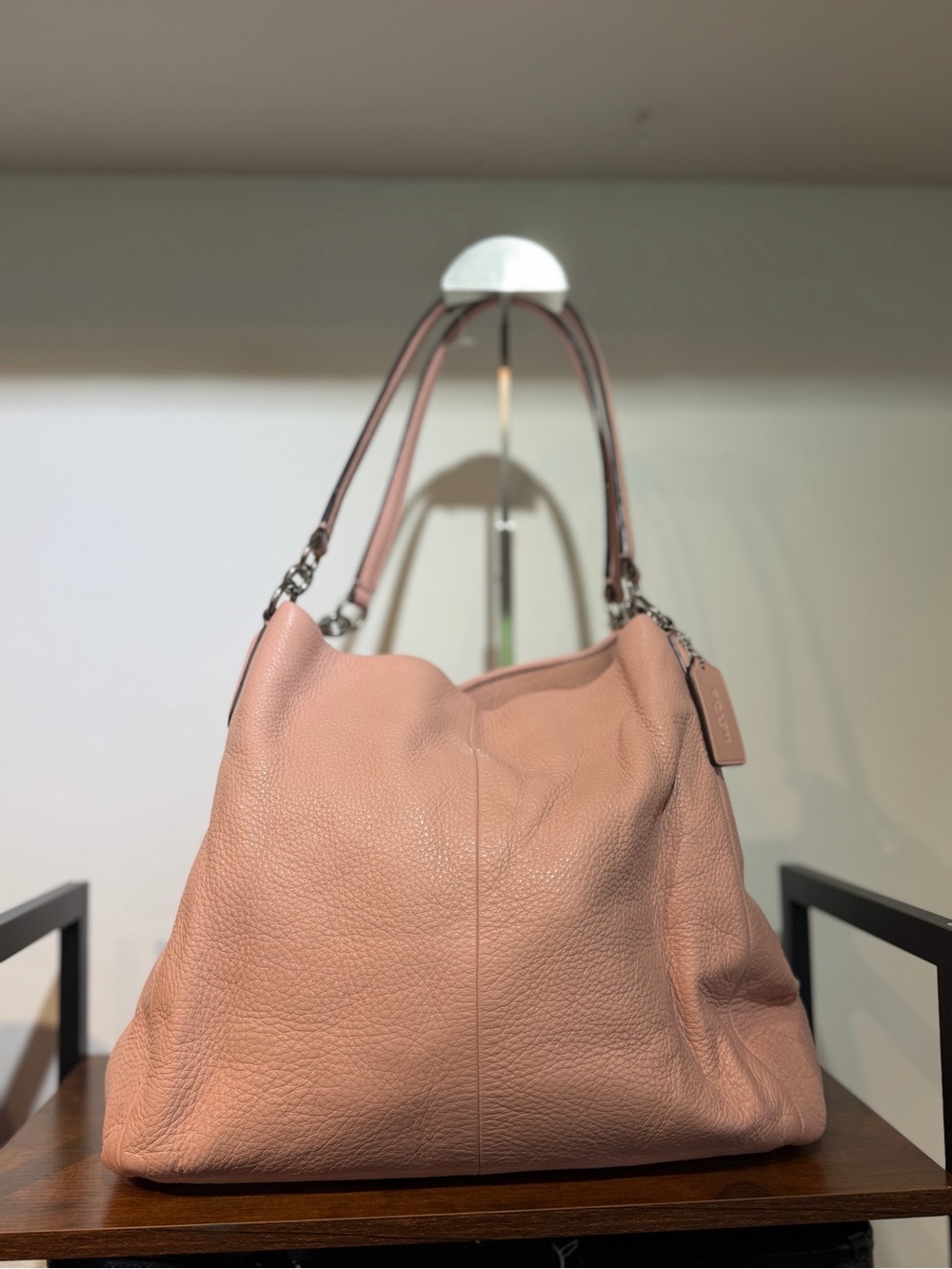 Coach Pebbled Leather Shoulder Hobo Bag in Dusty Rose